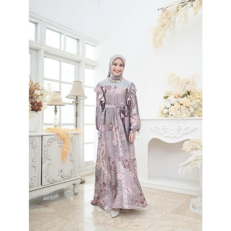 mandala dress by vanilla hijab / dress lebaran vanilla hijab warna sage
