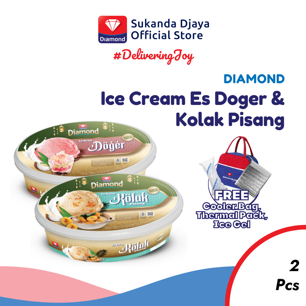 

Diamond Ice Cream Es Doger dan Kolak Pisang 700 ML [Free Cooler Bag]