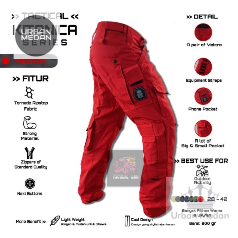 (LIMITED EDITION)Celana kitanica panjang merah/celana tactical/celana taktikal kitanika