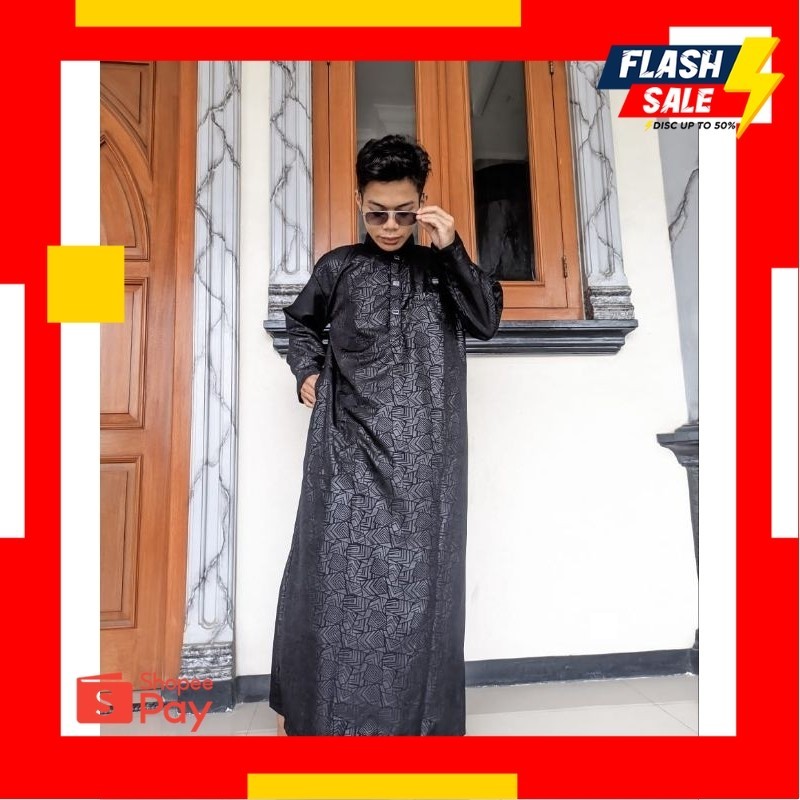 LEBARAN SALE 4.4 |  baju gamis/jubah emboss pria dewasa terbaru size M L XL XXL