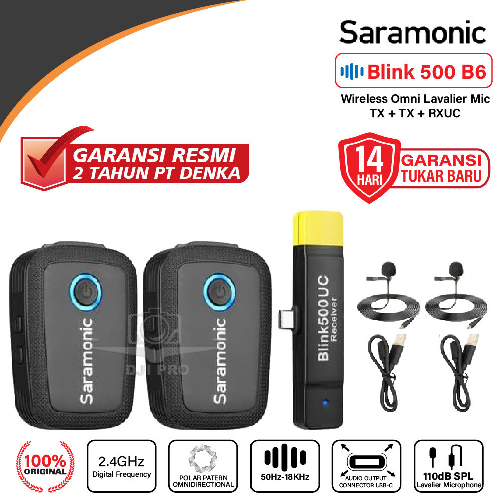 Jh Rdm Terbaru Promo Ramadhan Saramonic Blink 500 B6 TX+TX+RXUC Wireless Omni Lavarier Mic Original