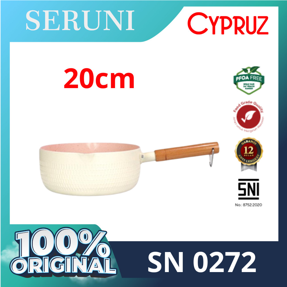 CYPRUZ Sauce Pan Panci Susu Warna Putih 20 cm  SN 0272 Original Garansi resmi 12 bulan