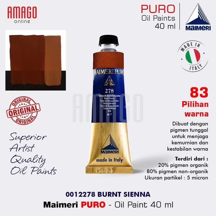 

MAIMERI Puro - Oil Paint - Burnt Sienna - 40ml - M0012278