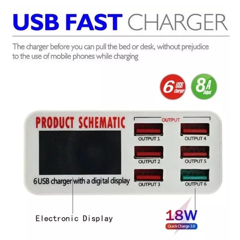 USB CHARGER WLX-896 ADAPTOR CHARGER 6 PORT USB FAST CHARGER PRODUK SCHEMATIC USB 6 PORT DIGITAL