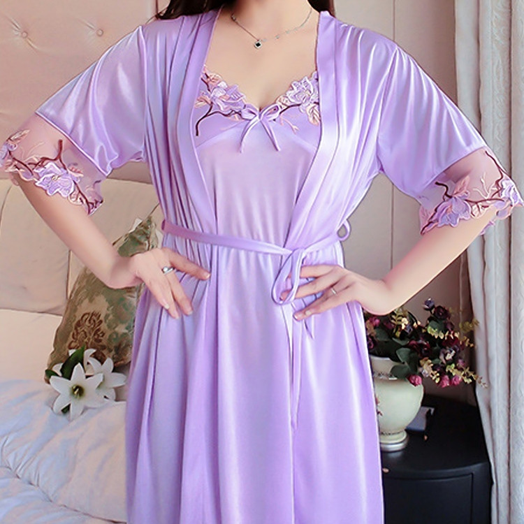 [ MyReseller ] Kimono Baju Tidur Wanita Deep Flower Katun Satin Hantaran Nikah KH99