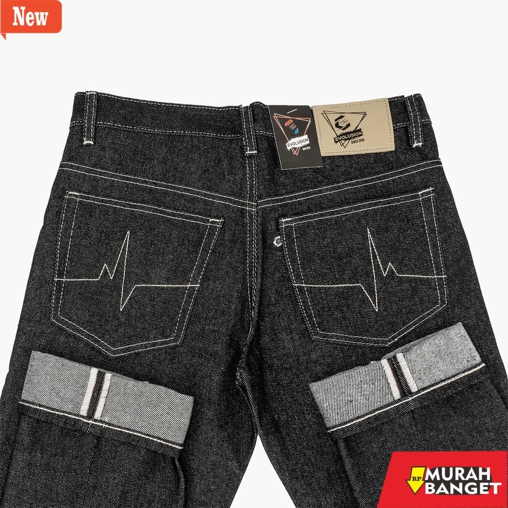Celana denim pria- celana selvedge pria selvedge denim evolusion ukuran 33 - 38 selvedge black indig