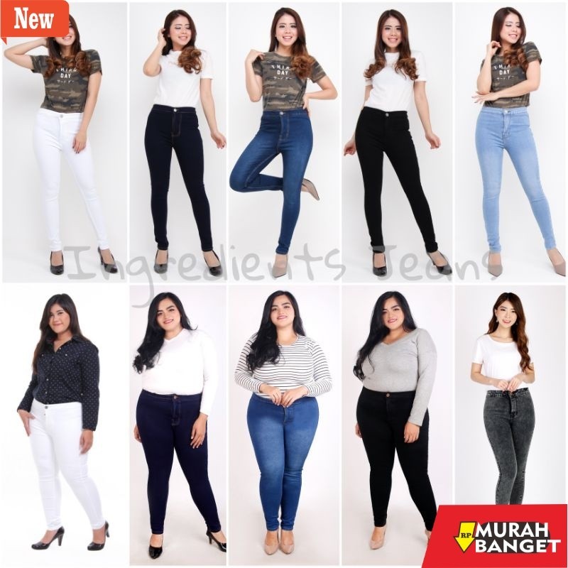 Celana panjang denim wanita- Celana Highwaist Jeans Wanita Jumbo JSK JEANS [Size 27-38]