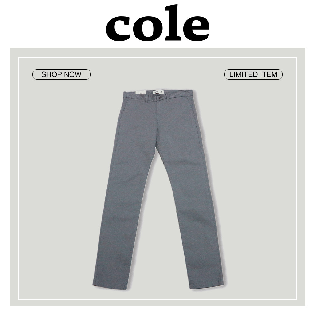 Damasaki Celana Katun Chino Pria Abu Slim Fit Formal Original