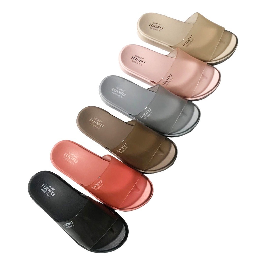 LUOFU Sendal Kokop Transparant Jelly Karet Eva Wanita E7199A2T-6BW [e031]