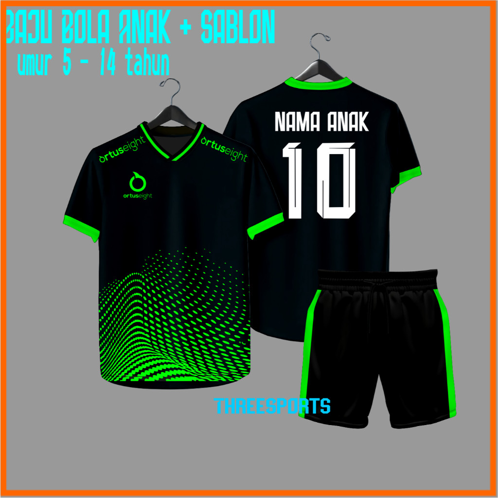 Baju Bola Anak Sablon Nama + Nomor Jersey Futsal Sablon Nama Nomor Jersey Custom