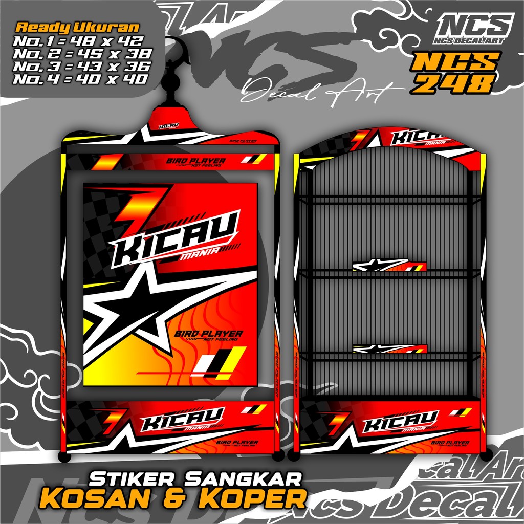 Stiker Sangkar Burung motif KICAU MANIA KUNING Kotak - Sangkar Burung Koper