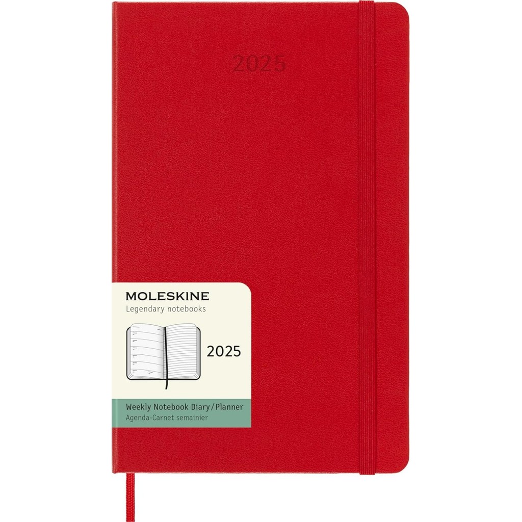 

ANDMA Moleskine Weekly 2025 Diary / Agenda / Journal - Large Size - Red, Softcover