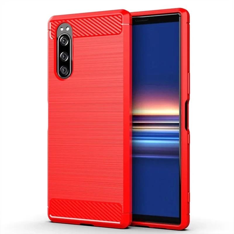 Casing HP Sony Xperia 5 xperia5 xperia xz5 Casing TPU Tekstur Serat Karbon Silikon Lembut Penutup be