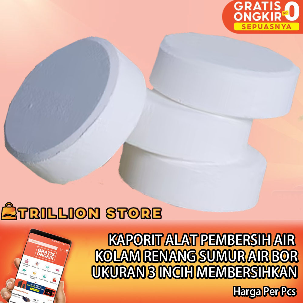 Kaporit Per 1 Pcs Tablet 3" Inch Menghilangkan Bau Sumur Bor Air Obat Kolam Renang Menjernihkan Peng