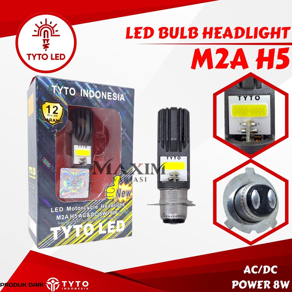 LED BULB HEADLIGHT TYTO M2A H5 AC/DC DUAL BEAM 8WATT WATERPROOF