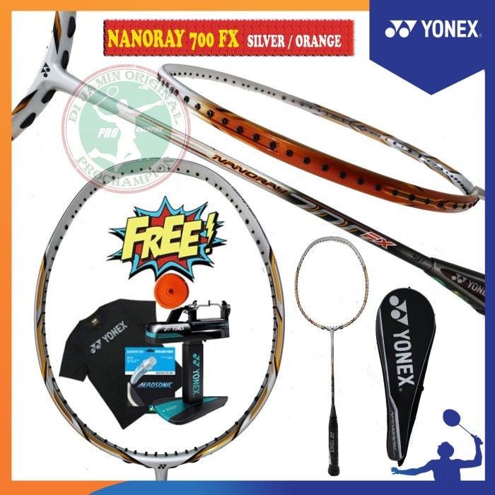 YONEX NANORAY 700 FX / NANO RAY 700 FX RAKET BADMINTON ORIGINAL - SILVER ORANGE
