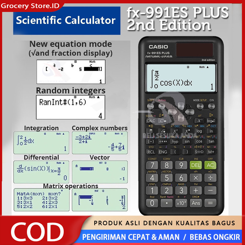 

Kalkulator Scientific Casio ilmiah FX-991EX/991ES-Plus Calculator Scientific Casio Kalkulator Casio Scientific 417 Fungsi/Dua Sumber Tenaga Baterai Dan Tenaga Matahari/40 Konstanta Rumus