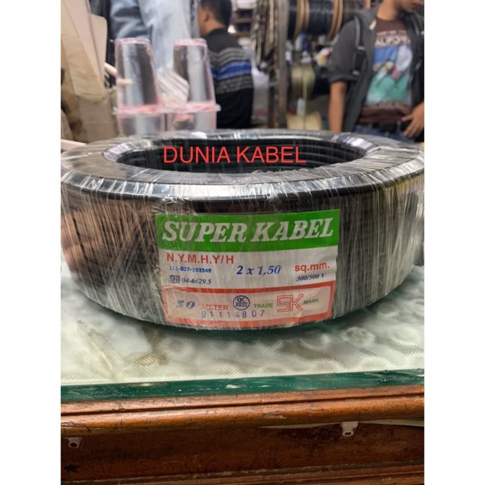 Kabel NYYHY / Serabut 2x1.5 2x1,5 Merek Super hitam @50 meter