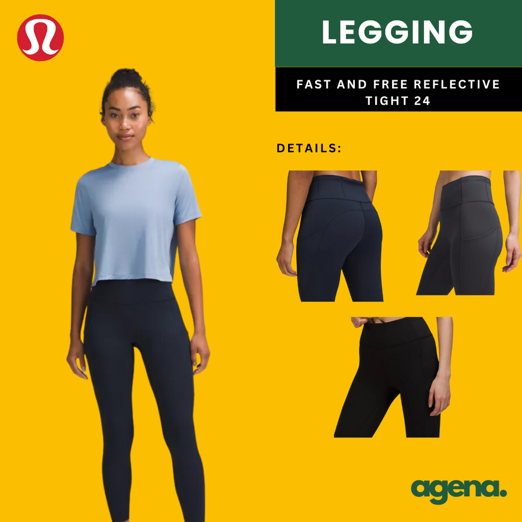 Lululemon Fast and Free Reflective - Bottom Legging Apparel Women Shirt/Skirt/Dress - Baju Kaos/Keme