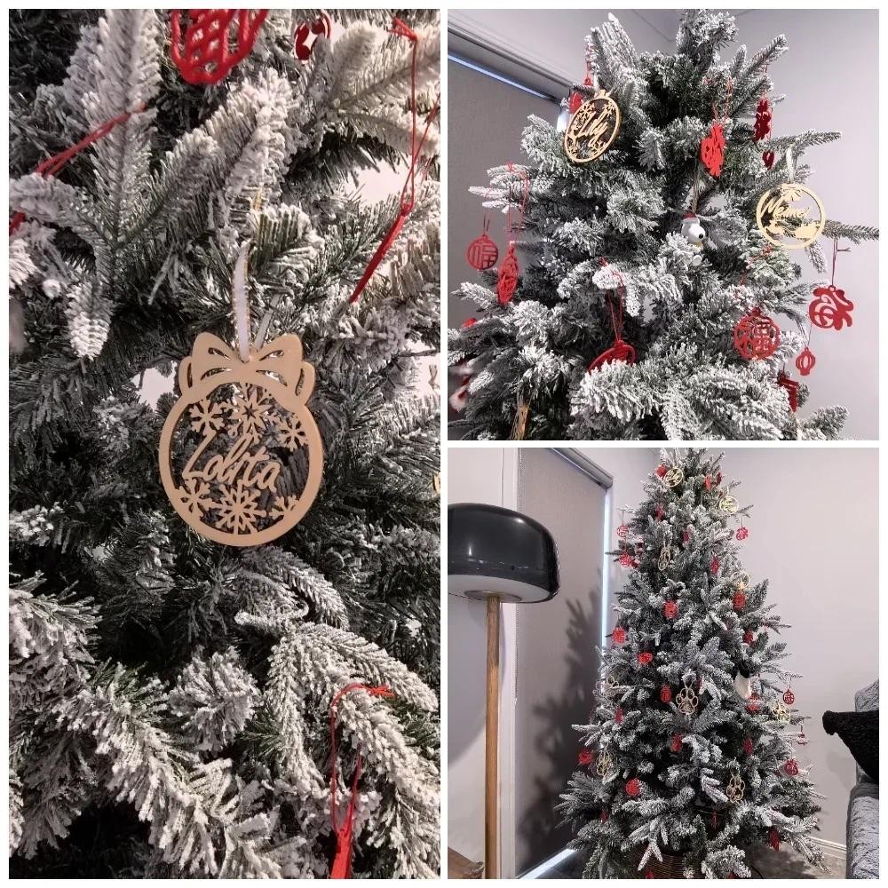 

Personalized Christmas Snowflake Ball Custom Laser Cut Baubles Different Name Ornament Christmas Hanging Gift Tree Wooden Tags