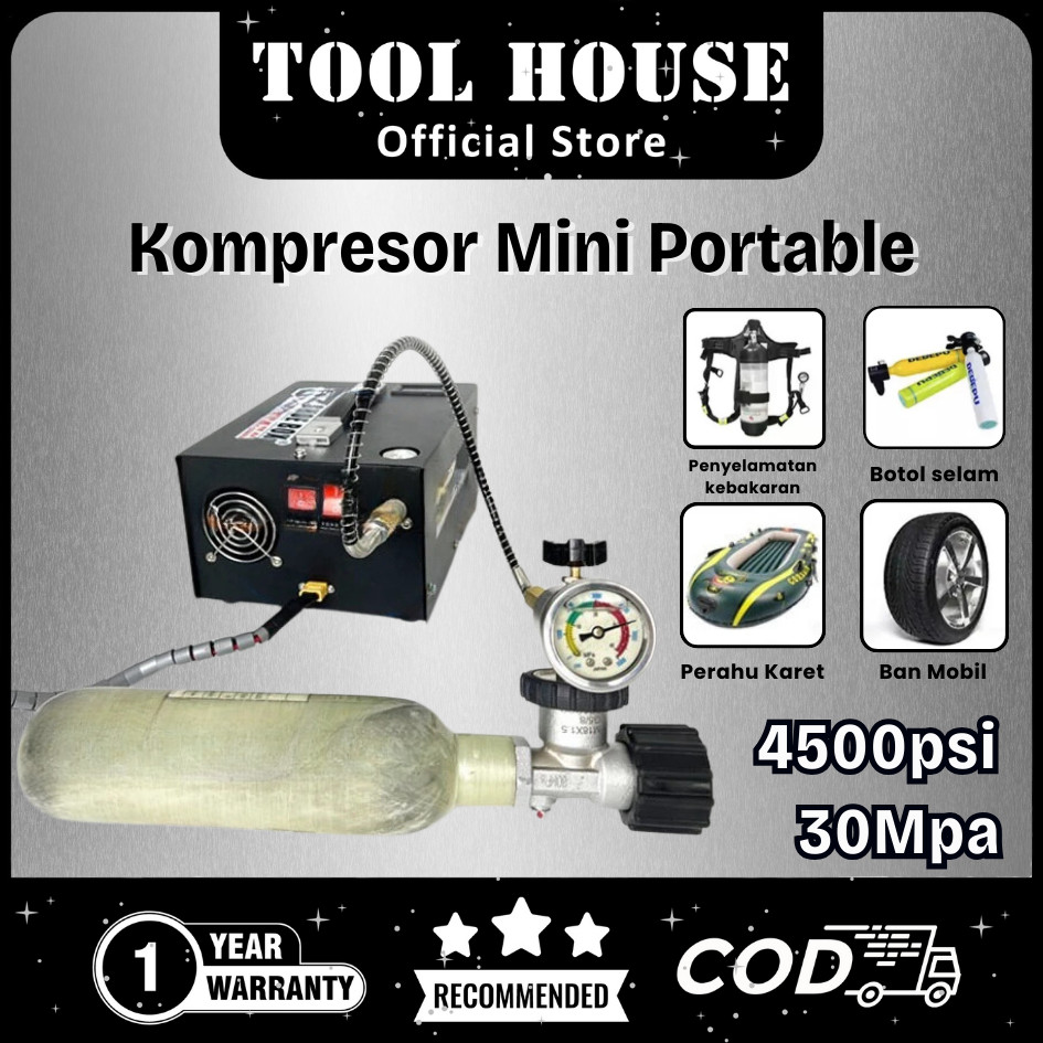 Tool House [Garansi Toko 1 Tahun] Kompresor Mini Portable 12v 4500psi 30Mpa Kompresor Elektrik Pcp B