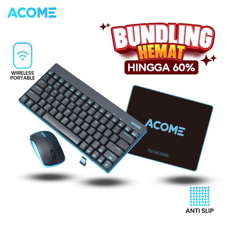 ACOME AKM2000 Wireless Keyboard & Mouse Combo Black