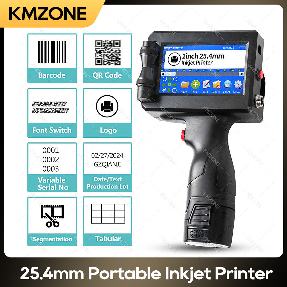 

1 inch / 25.4mm Handheld Label Printer Mini Portable Inkjet Printer Quick Drying Cartridge via U-disk Customized DIY Logo