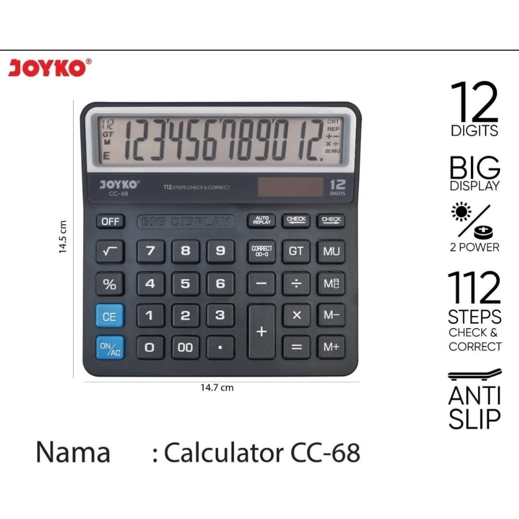 

KALKULATOR CHECK & CORRECT JOYKO CC-68 - Calculator Desktop 12Digit CC68