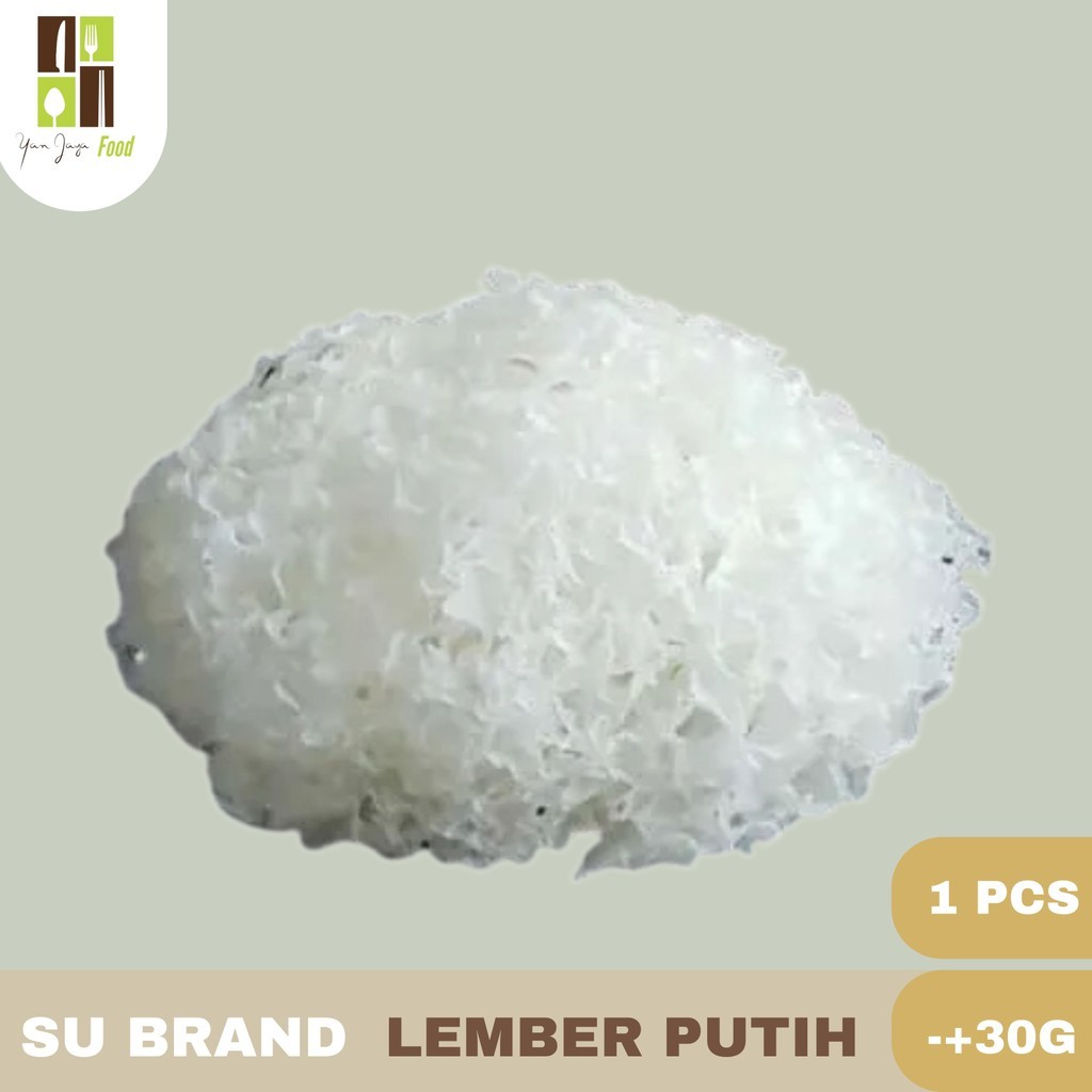 

SU Brand Snow White Fungus / Lember Putih / Jamur Putih Kering / Jamur Salju / Pek Bok Ni Kemasan -+ 30G / 1 PCS