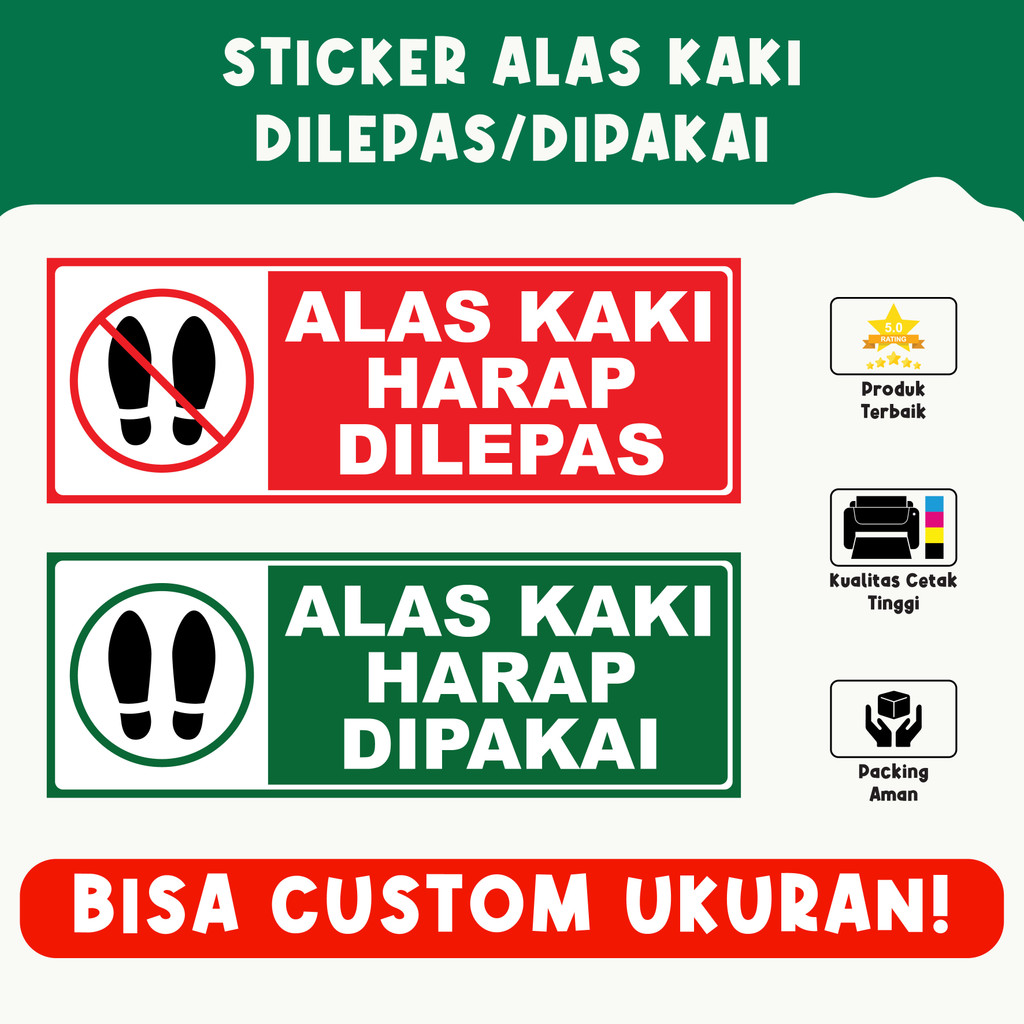 

Sticker Alas Kaki Harap Dilepas/Dipakai – Pengingat Kebersihan, Vinyl Premium, Anti Air