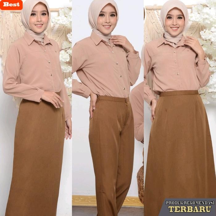 rok wanita kekinian Bawahan pemda bahan katun rok A / celana panjang / rok. span BAHAN KATUN Seragam