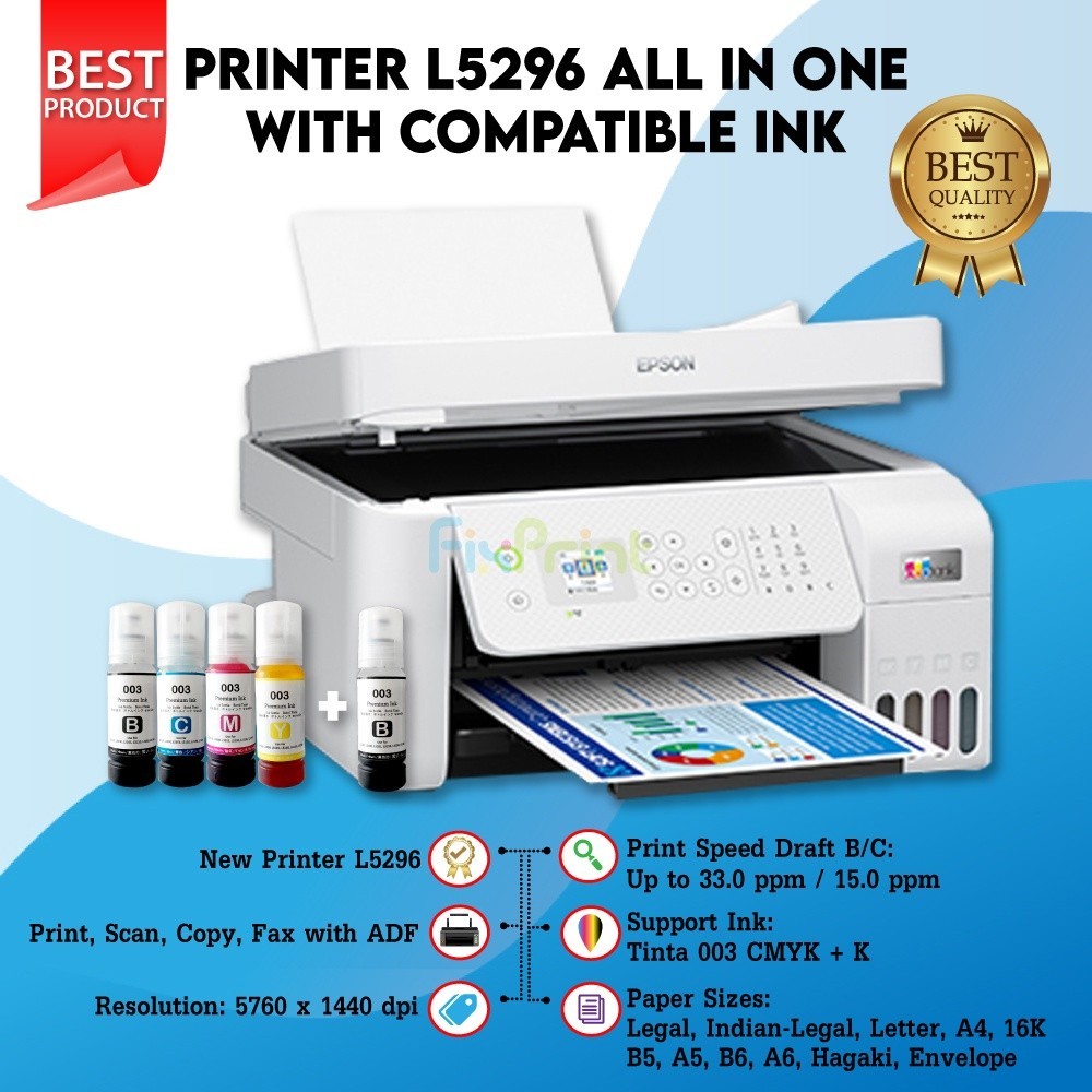 AIO Epson L5296 Printer Print Scan Copy WiFi Pengganti L5190 ADF
