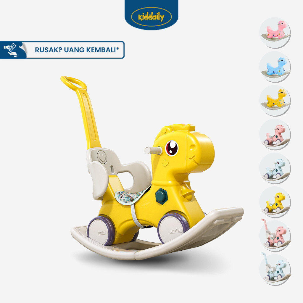 KIDDAILY Kuda-kudaan Plastik Goyang Bayi 3in1 Children's Rocking Horse Mainan Tunggangan Anak Sepeda