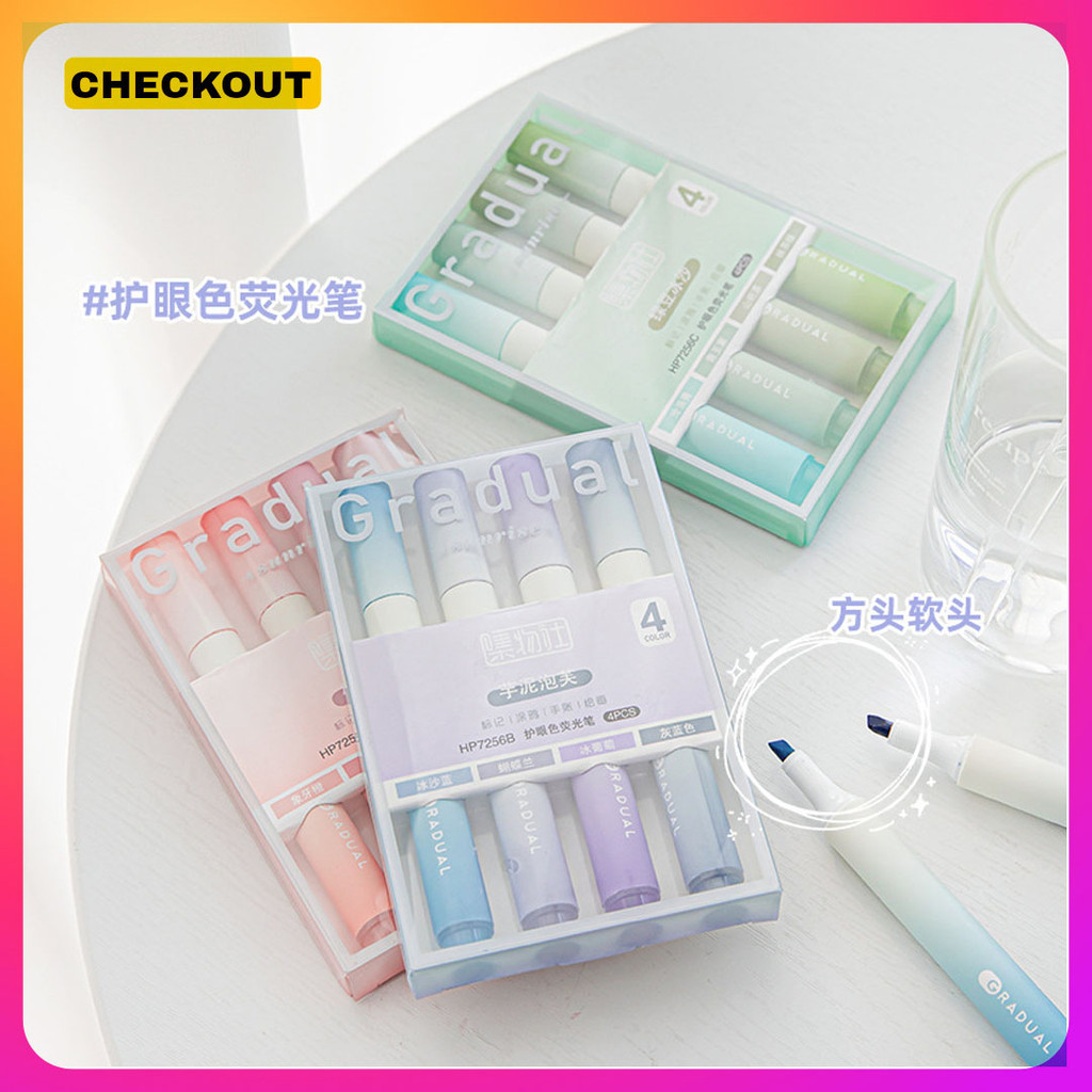 

ALINEA - 1 SET ISI 4 HIGHLIGHTER WARNA PASTEL TERANG / 1 SET STABILO HIGHLIGHTER WARNA PASTEL