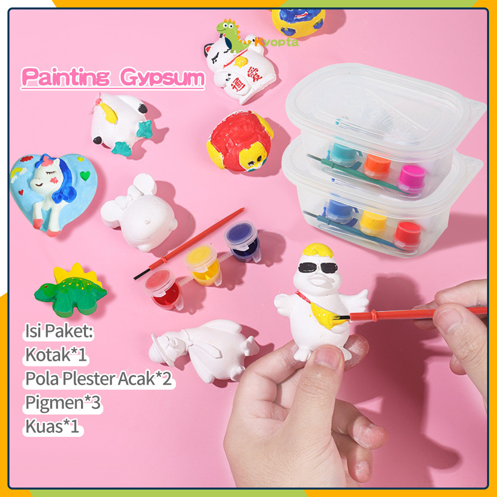 Kyopta Melukis mewarnai patung gypsum Paket lukis gypsum dengan kotak Diy gypsum painting kit Patung