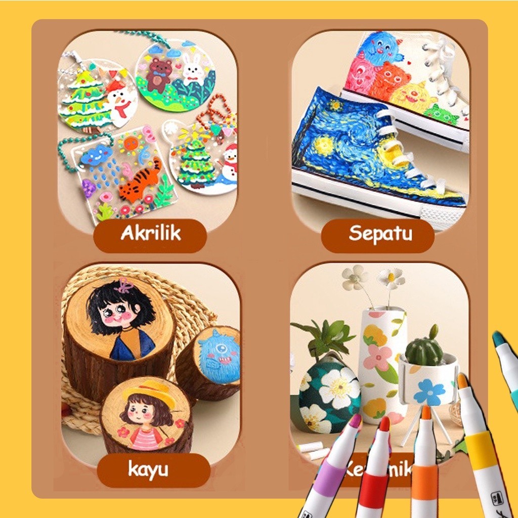 

Pen Akrilik Marker Warna Cepat Kering Tahan Air Spidol Acrylic Painter Menggambar Kreativitas Seni
