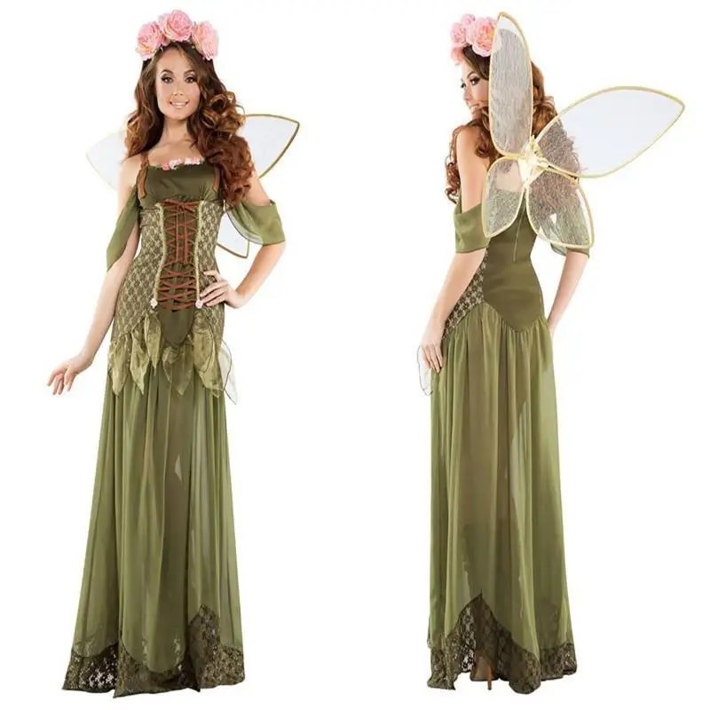 New Halloween costume, forest green elf flower fairy princess angel costume, DS performance costume,