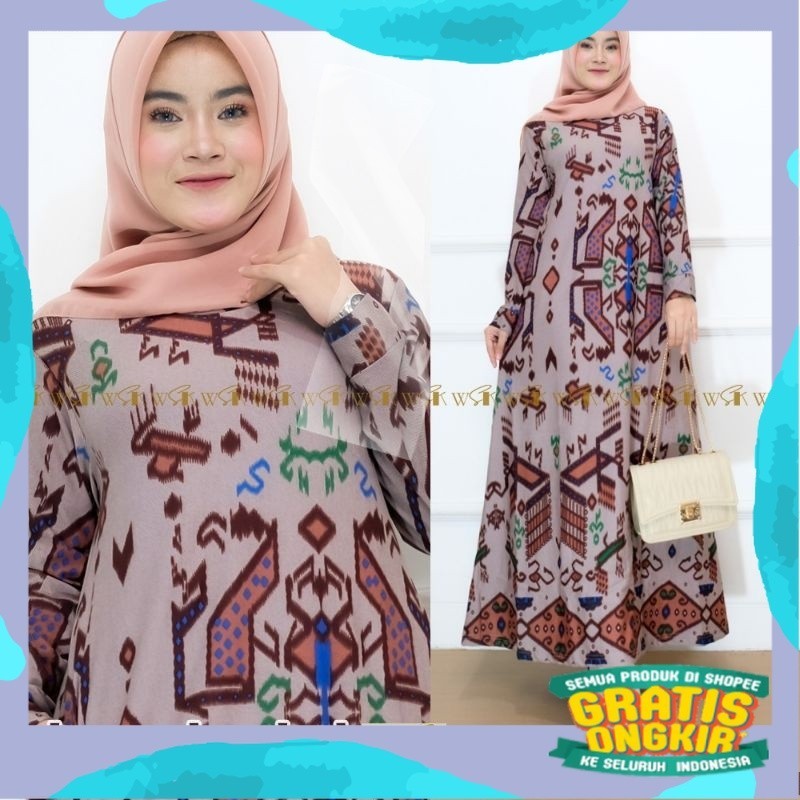 LAKUYA MAXY ORI BY WSK GAMIS WANITA TERBARU MOTIF PRINTING ETNIK MODERN KEKINIAN CALVIN JEANS PREMIU