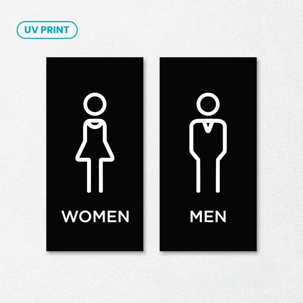 

Sign Toilet Pria Wanita Minimalist Signage Acrylic Modern Akrilik Label Tanda Nama Ruang Akrilik Restroom WC Men Women | Papan toilet