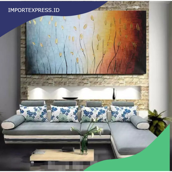 Lukisan Printing Desain Abstrak Ukuran Besar