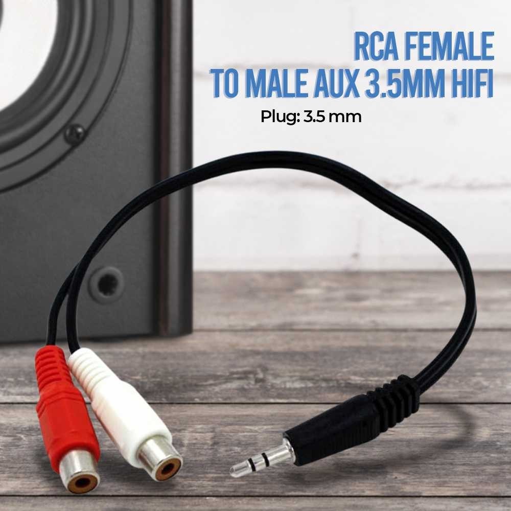 COD Kabel RCA Audio Jack HiFi Aux 3.5mm 2 Cabang 2in1 Ke Speaker Headphone Headset Earphone Female T