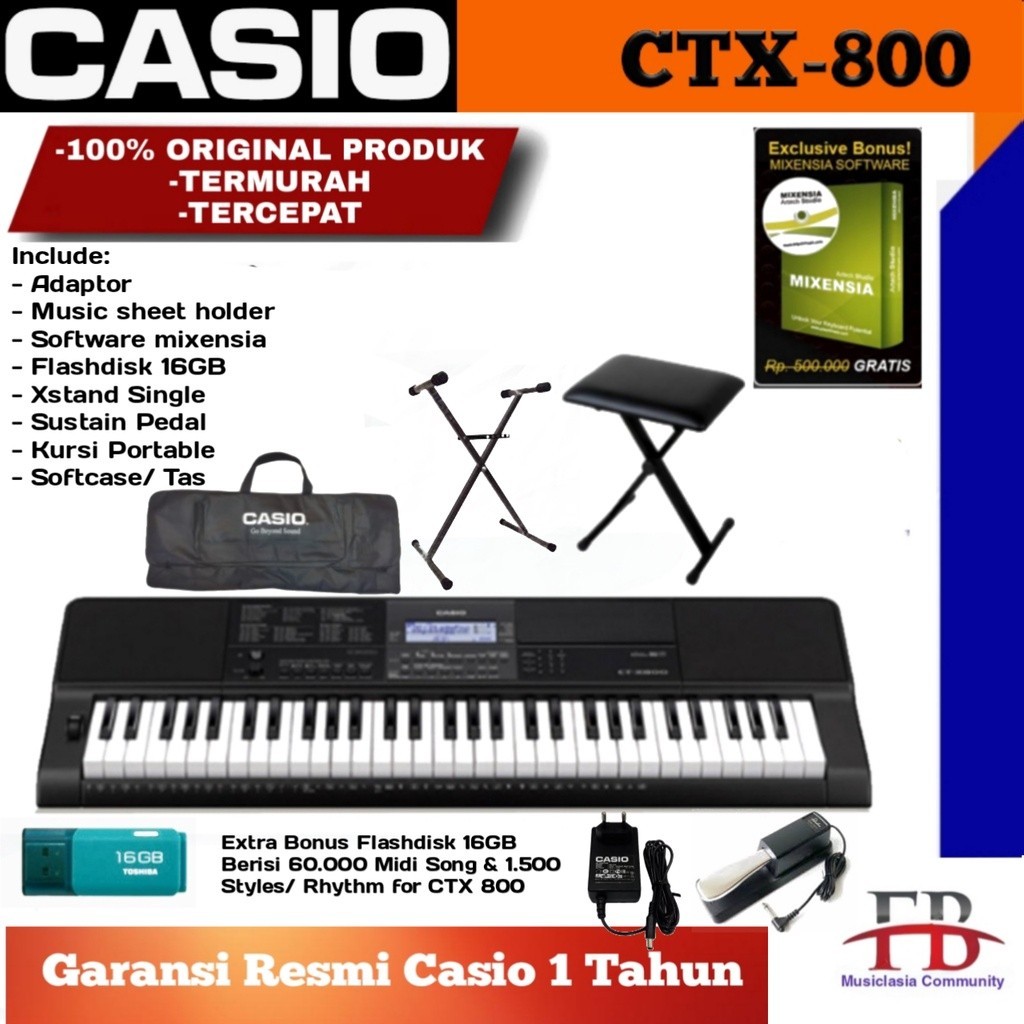 NEW DISKON 70% Keyboard Casio CTX 800 / Alat musik Keyboard CTX-800 / CT-X 800 / CTX800 / CT X800 Or