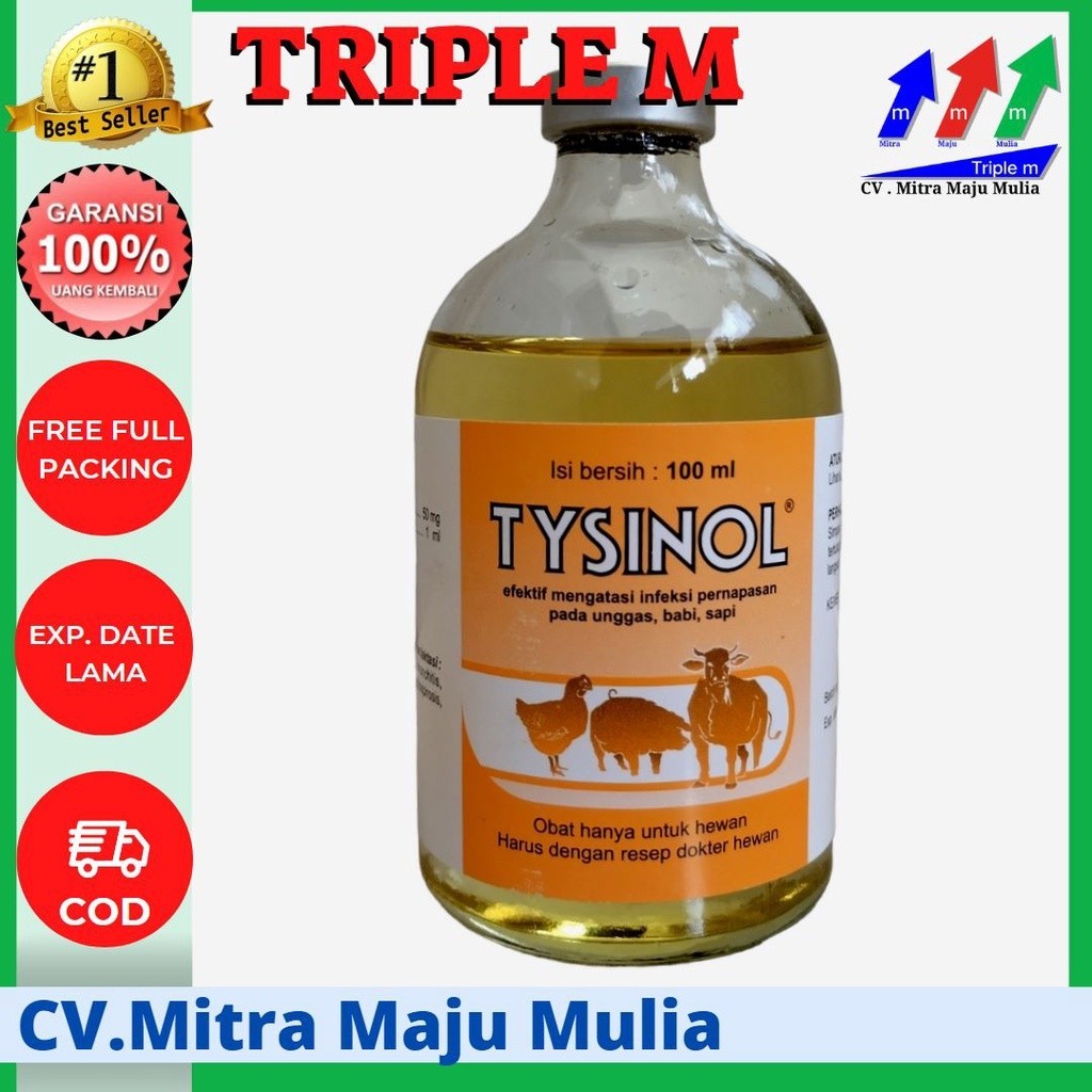 Tysinol 100ml Medion Antibiotik Pernapasan Penyakit Hewan Ternak Sapi Babi Bebek Ayam