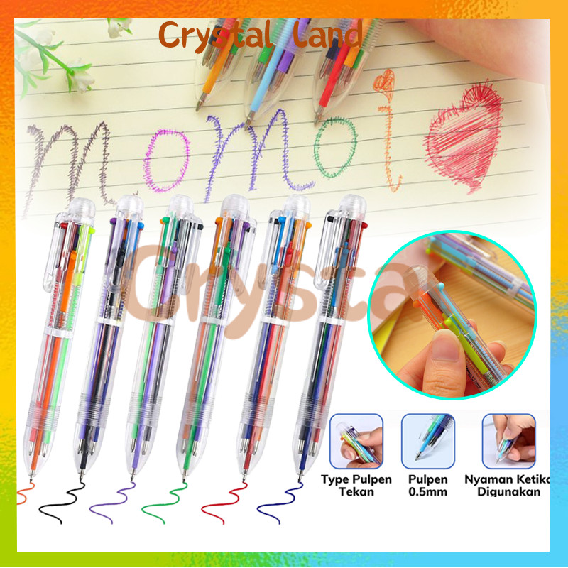 

Pulpen 6 Warna / Pulpen Transparan 6 Warna / Pena Mekanik Gempeng / Pen Tinta Alat Tulis / Pena Lolipop Bulat / Ballpoint Office