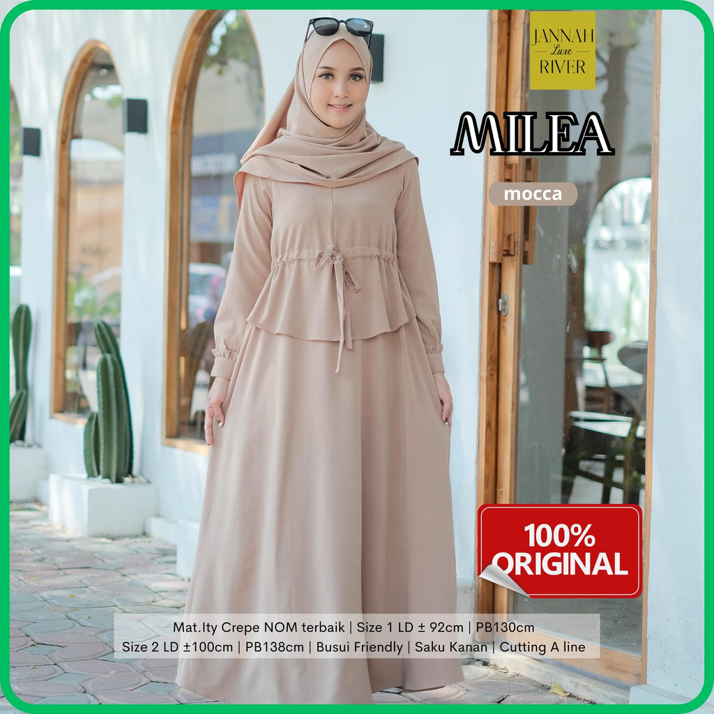 Jannah river milea set baju premium luxe dress kondangan gamis syari wanita muslim bahan crepe nom t