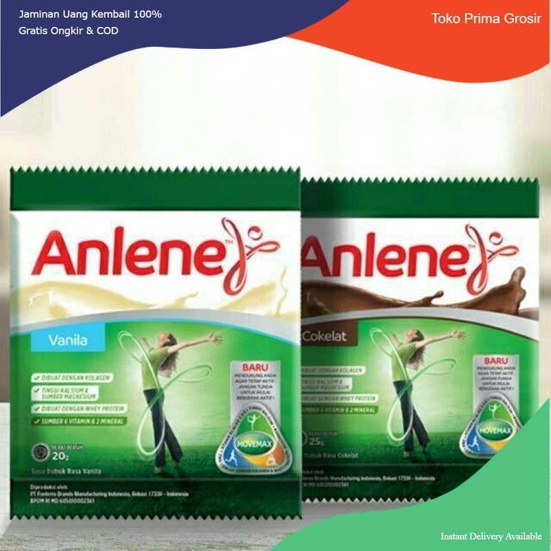 

Susu Anlene Coklat 25 Gram & Putih 20 Gram Sachet 1 Renceng 10 Pcs