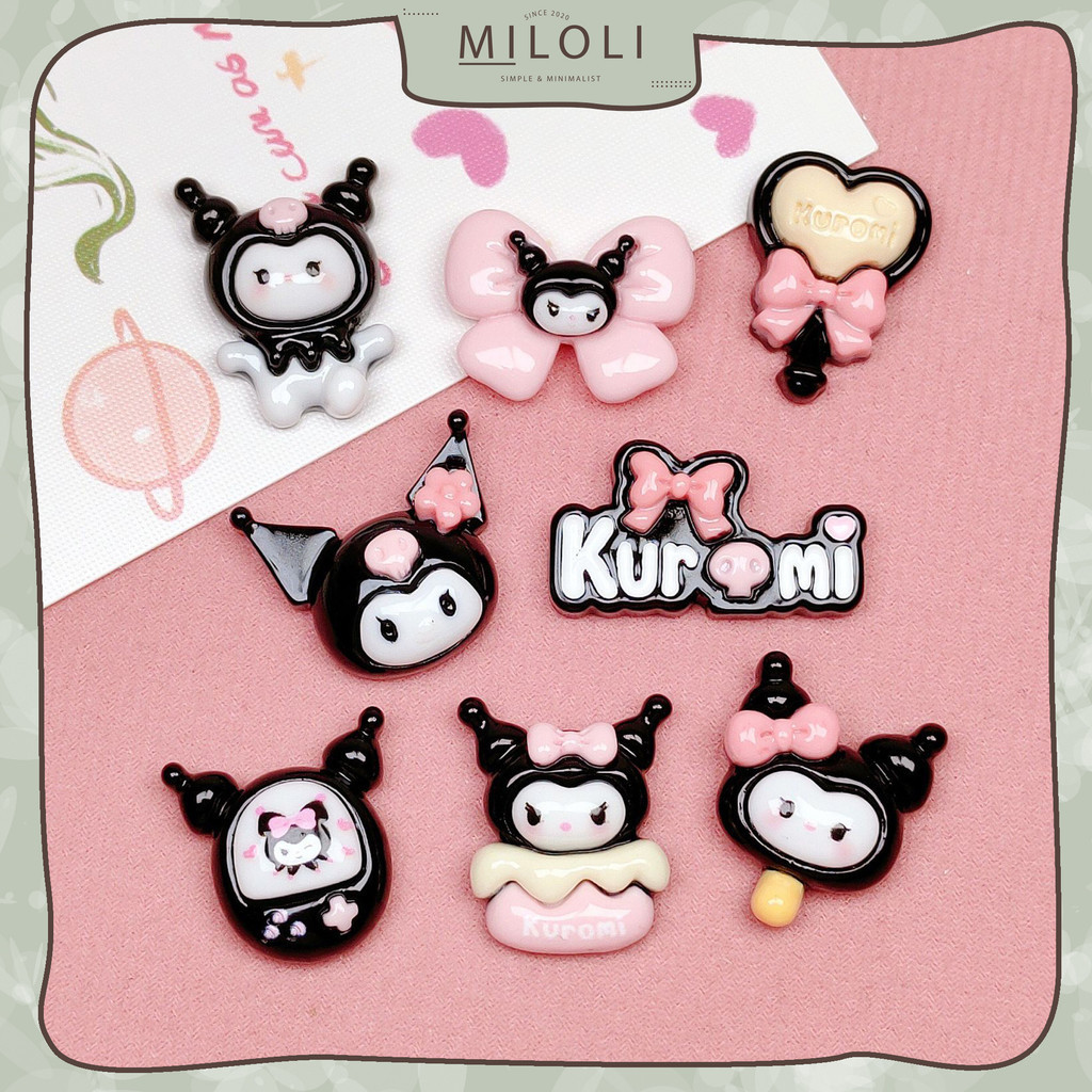 

[MILOLI] 1Pcs STICKER MINI CARTOON 3D BLACK KUROMI Stiker Glossy Free Resin Aksesoris Hiasan Deco Sticker DIY Lucu - B0451