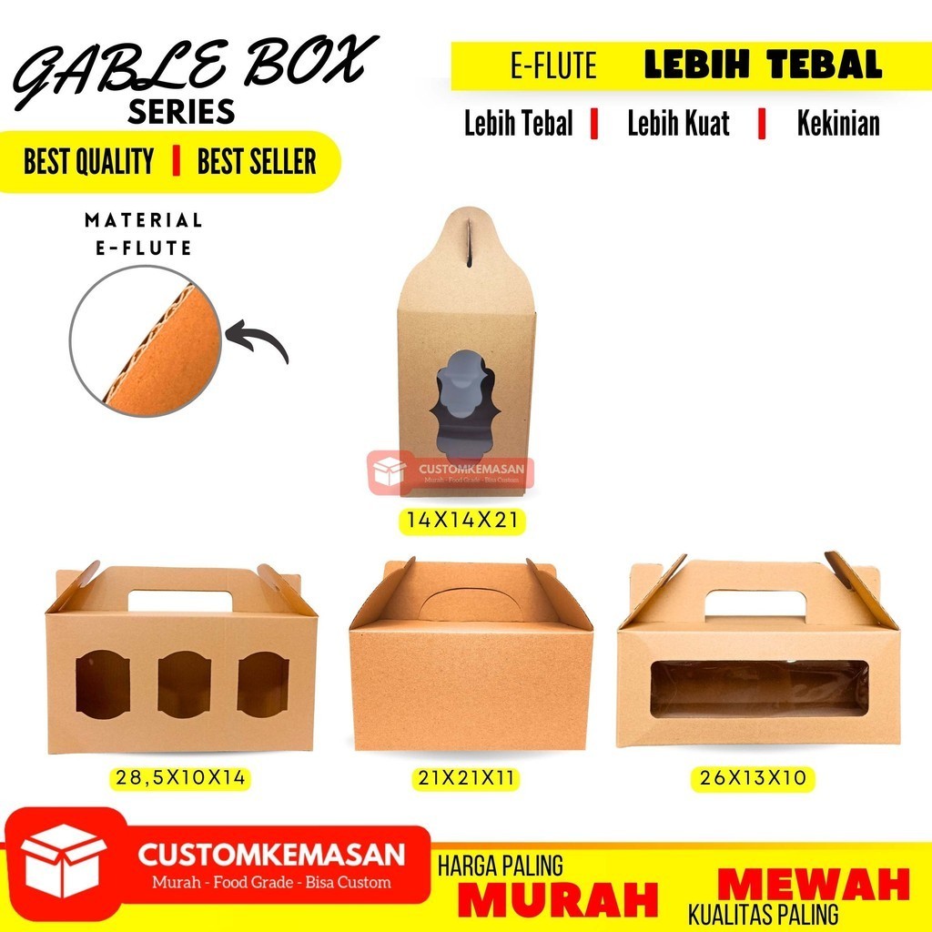 

Gable Box 26X13X10 / Dus Souvenir / Gable Box Kraft / Box Hampers / Dus Souvenir Jendela / Dus Kue / Dus Roti