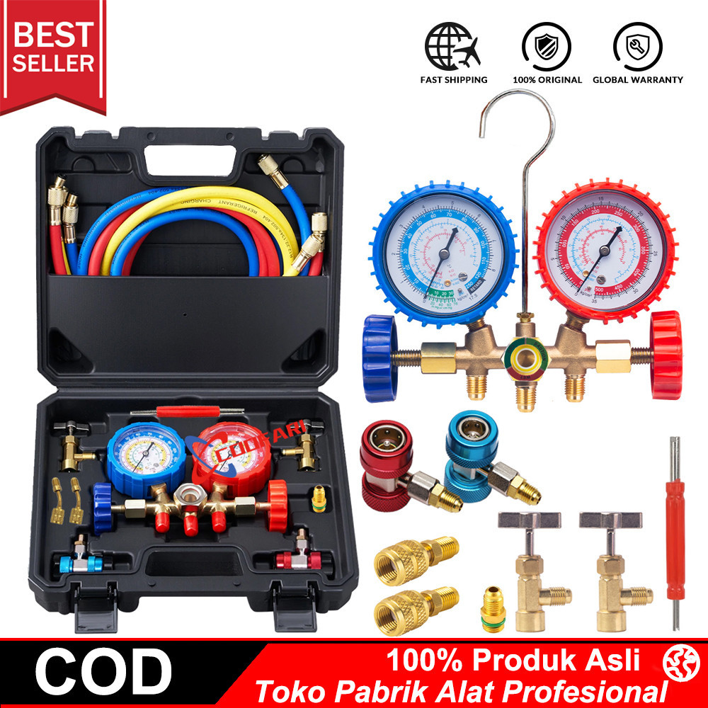Alat Pengisian Freon Kulkas Brass Double Manifold Multi One Cool Pengisian Freon Ac Mobil Ac Kulkas 