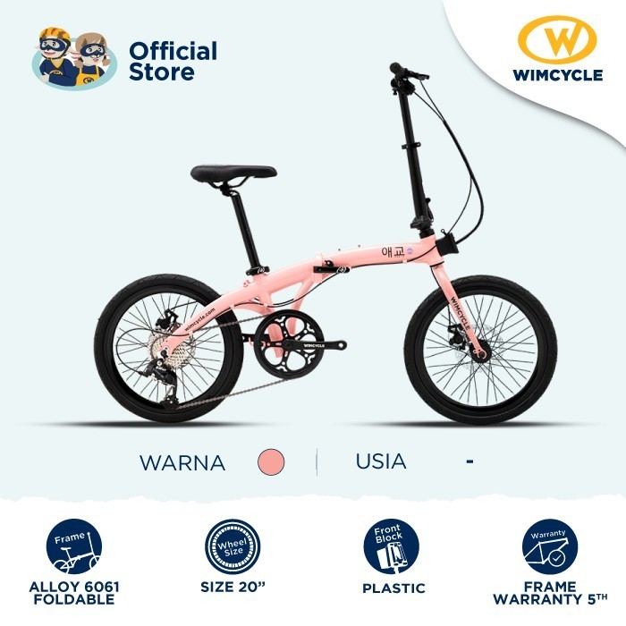 HOT PROMO SALE Sepeda Lipat Wimcycle Pocket Rocket 20″ Aegyo Korean Series - Rose Pink
